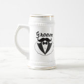 Retro Funny de heer Mustache Tuxedo Groom Bierpul (Links)