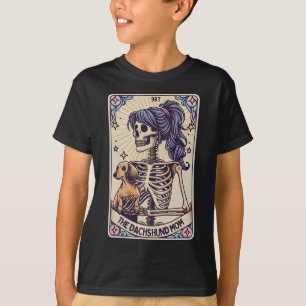 Retro Funny De teckel Mom Tarot Kaart Skelet T-shirt