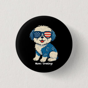 Retro Funny Denim Patch Schattige Huisdier Dog Des Ronde Button 3,2 Cm