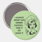 Retro Funny Dinner Choices Magnet Magneet (Voorkant / Achterkant)