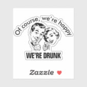 Retro Funny Drink paarse Sticker (Vel)