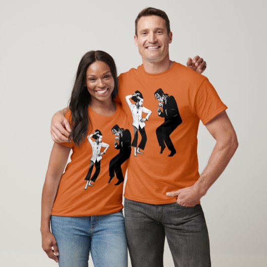 Retro Funny Frankenstein Monster and Bride Dancing T-shirt (Unisex)