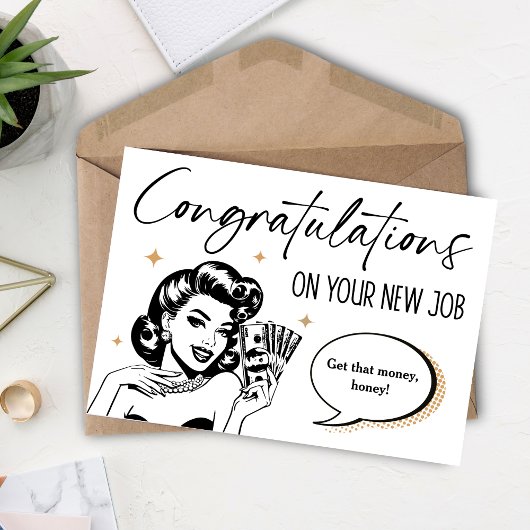 Retro & Funny Gefeliciteerd met je nieuwe baan Kaa Kaart