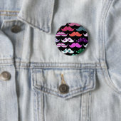 Retro Funny Girly Mustache Mustache Pattern Ronde Button 5,7 Cm (In situ)