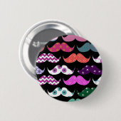 Retro Funny Girly Mustache Mustache Pattern Ronde Button 5,7 Cm (Voorkant /achterkant)