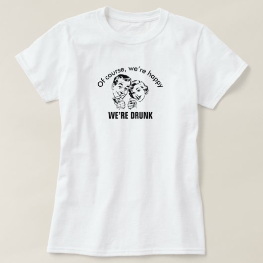 Retro Funny Happy Drunk Couple T-Shirt de base (Design devant)