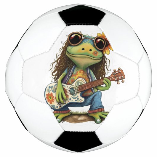 Retro Funny Hippie Frog Porter du verre Jouer Pian (Devant)