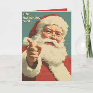 Retro Funny Kerstman Kaart