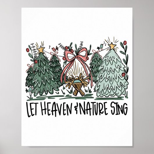 Retro Funny Let Heaven And Nature Sing Nes Tree Ch Poster (Voorkant)