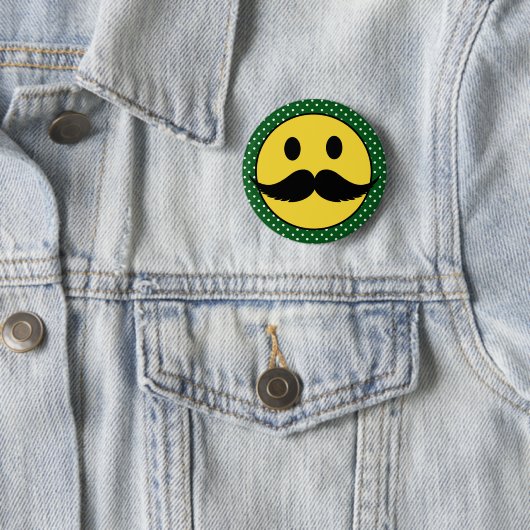 Retro Funny Mustache Mustache Face Ronde Button 5,7 Cm (In situ)