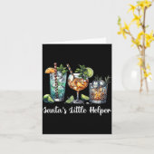 Retro Funny Santa's Little Helper Martini Merry Ch Kaart (Gele Bloem)