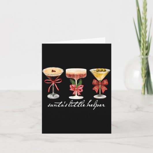 Retro Funny Santa's Little Helper Martini Merry Ch Kaart (Voorkant)