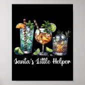 Retro Funny Santa's Little Helper Martini Merry Ch Poster (Voorkant)
