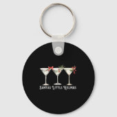 Retro Funny Santa's Little Helper Martini Merry Ch Sleutelhanger (Voorkant)