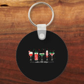 Retro Funny Santa's Little Helper Martini Merry Ch Sleutelhanger (Voorkant)