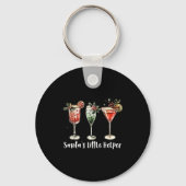 Retro Funny Santa's Little Helper Martini Merry Ch Sleutelhanger (Voorkant)
