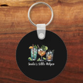 Retro Funny Santa's Little Helper Martini Merry Ch Sleutelhanger (Voorkant)