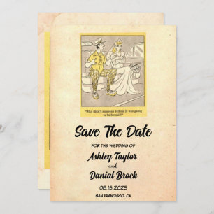  Retro Funny Sarcasm Wedding Save the Date Kaart