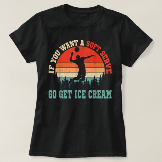 Retro Funny Soft Serve Ice Cream Volleybal T-shirt (Design voorkant)