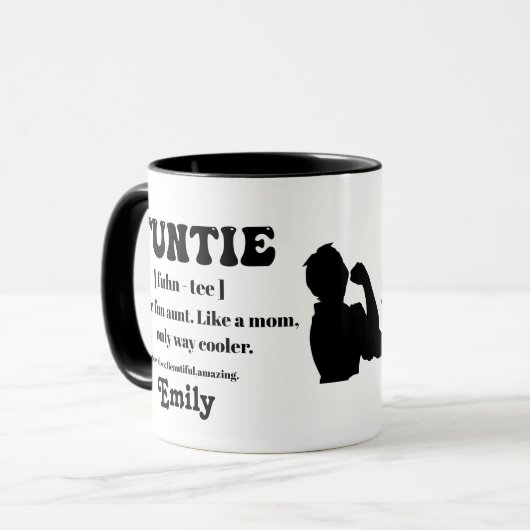 Retro Funtie Definition Personalized Auntie Mok (Voorkant links)