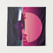 Retro future. 80s style sci-fi background with sup wandkleed (Voorkant (horizontaal))