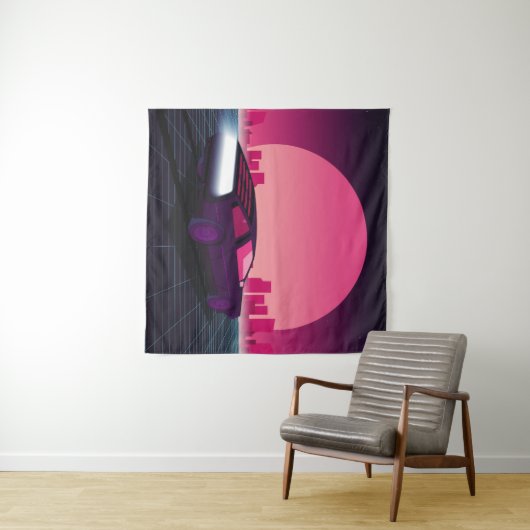 Retro future. 80s style sci-fi background with sup wandkleed (In Situ (horizontaal))