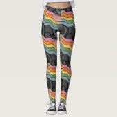 Retro Future Disco Rainbow Stripe Leggings (Voorkant)