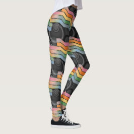 Retro Future Disco Rainbow Stripe Leggings
