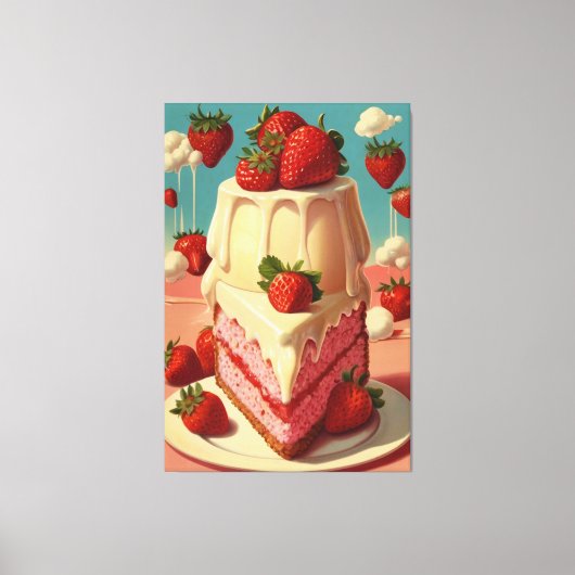 Retro future fraise cake toile Imprimer (Recto)