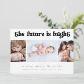 Retro Future is Bright Birth Announding Kaart (Staand voorkant)