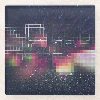 Retro Futurisme: 80's Neon Geometrisch Glazen Onderzetter