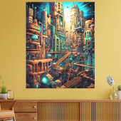 Retro Futurisme Art Canvas (Insitu (Woonkamer))