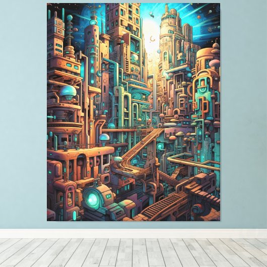 Retro Futurisme Art Canvas (Insitu (Houten vloer))