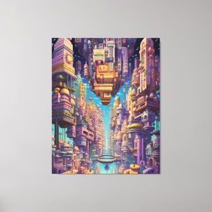 Retro Futurisme Art Canvas Afdruk