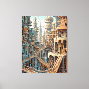 Retro Futurisme Art Canvas Afdruk