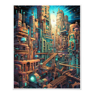 Retro Futurisme Kunst Fotoprint Foto Afdruk