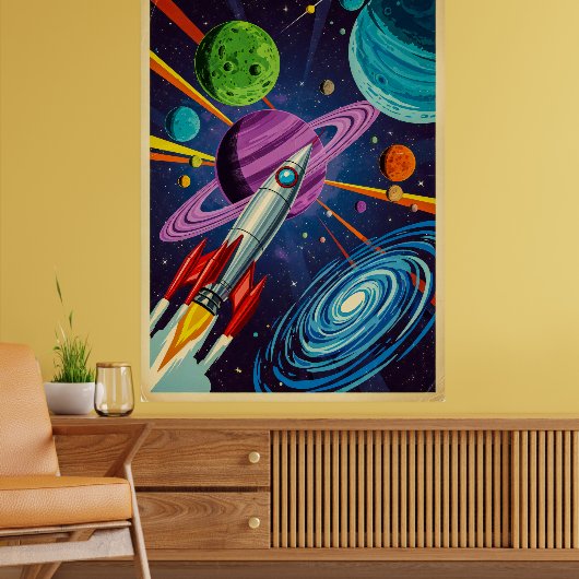 Retro futurisme Sci-Fi Space Exploration Wall Art Poster (Woonkamer 2)