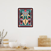 Retro Futurist Art Deco Geometric Peacock Poster (Keuken)