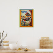 Retro Futuristic Flying Fish Passenger Missile Poster (Keuken)