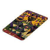 Retro Futuristic Mardi Gras Black Cat Martini Club Magneet (Linkerzijde)