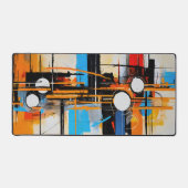 Retro Futuristic Orange Blue Abstract Line Art (Recto)