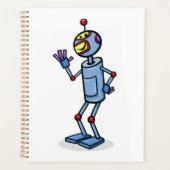 Retro Futuristic Robot Character Waving (Devant)