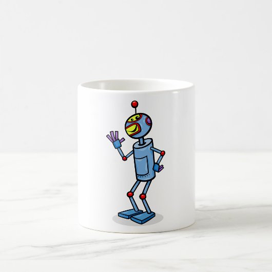 Retro Futuristic Robot Character Waving Koffiemok