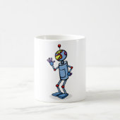 Retro Futuristic Robot Character Waving Koffiemok (Center)
