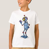 Retro Futuristic Robot Character Waving T-shirt (Voorkant)