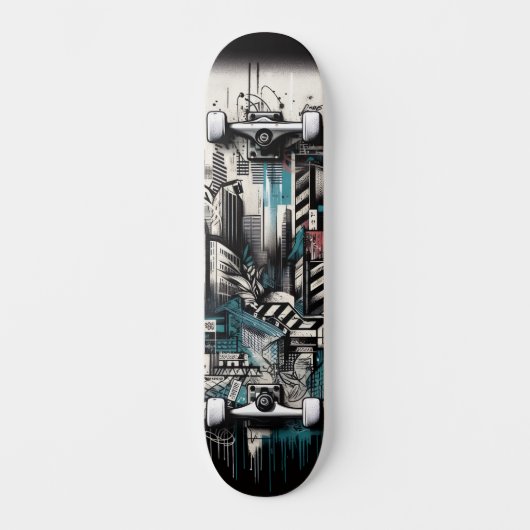 Retro-Futuristic Tech Street Art Skateboard 2 (Voorkant)