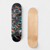 Retro-Futuristic Tech Street Art Skateboard 21 (Voorkant)