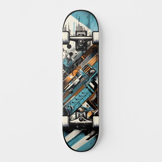 Retro-Futuristic Tech Street Art Skateboard 3 (Voorkant)