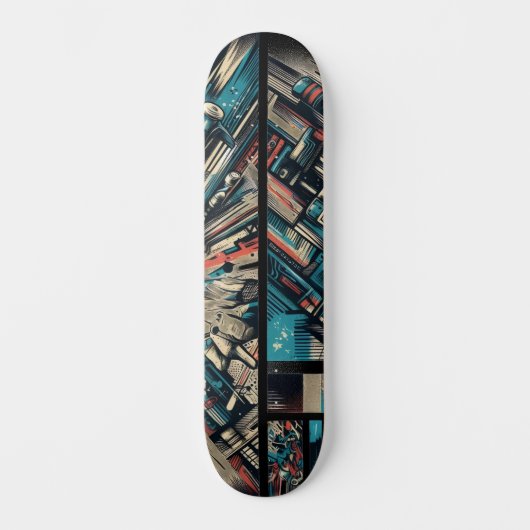Retro-Futuristic Tech Street Art Skateboard 33 (Voorkant)