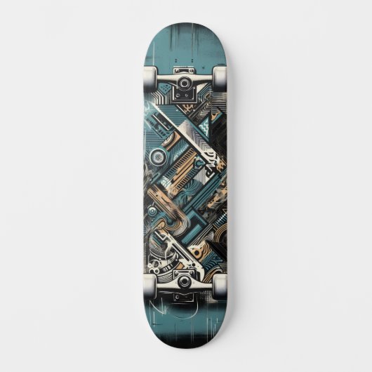 Retro-Futuristic Tech Street Art Skateboard 34 (Recto)